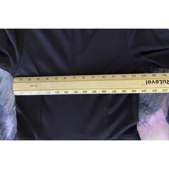 Lulus Black Sz Sm Ponte Knit Fit N Flare 3/4 Slv Expsd Gold Zipper Pockets Midi - Picture 7 of 11